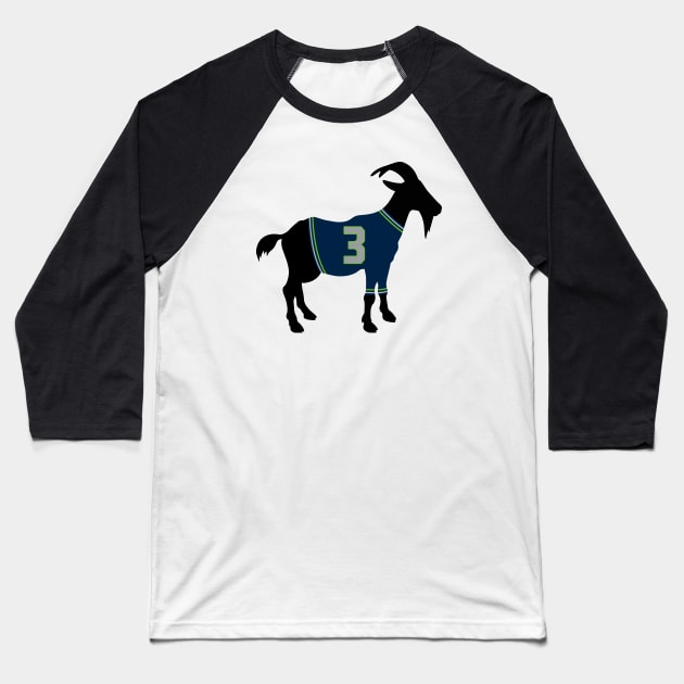 Russell Wilson GOAT Baseball T-Shirt by cwijeta